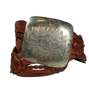 Chico's vintage Silver and Brown Braided wide Belt boho bohemian western